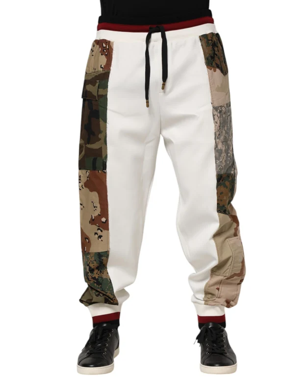 Dolce & Gabbana White Patchwork Jogger Pants IT44 | XS