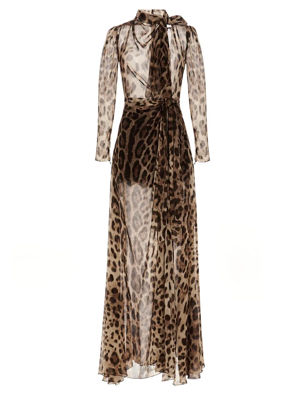Dolce & Gabbana Brown Silk Casual Dress IT42