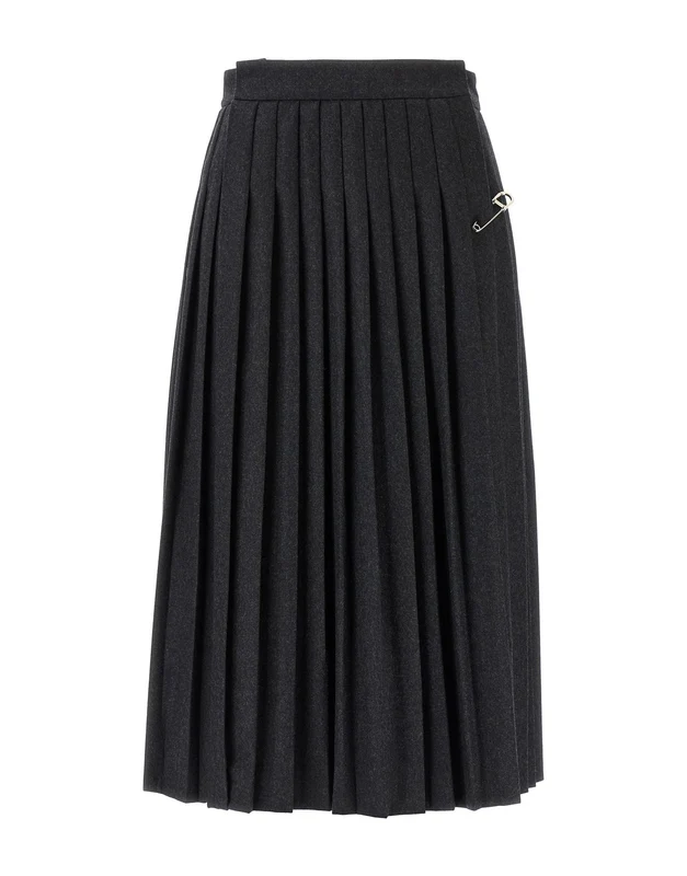 Prada Pleated Wool Midi Skirt IT 40