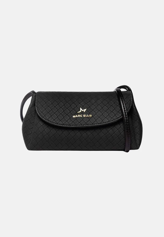 MARC ELLIS Borsa a tracolla SIBYL SUEDE nera per donna con elegante patta frontale trapuntata UNI