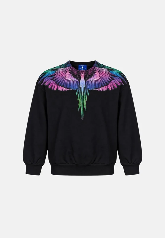 MARCELO BURLON COUNTY OF MILAN Felpa girocollo WINGS nero per donna, ragazzi e bambini 12A - S