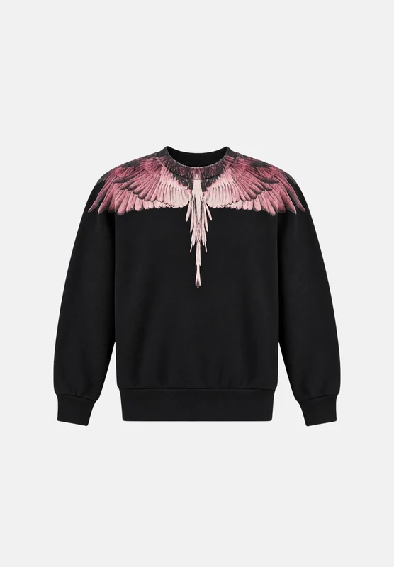 MARCELO BURLON COUNTY OF MILAN Felpa girocollo WINGS nero da bambina 6 A