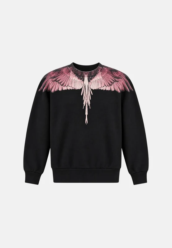 MARCELO BURLON COUNTY OF MILAN Felpa girocollo WINGS nera per donna, ragazzi e bambini 10A - XS