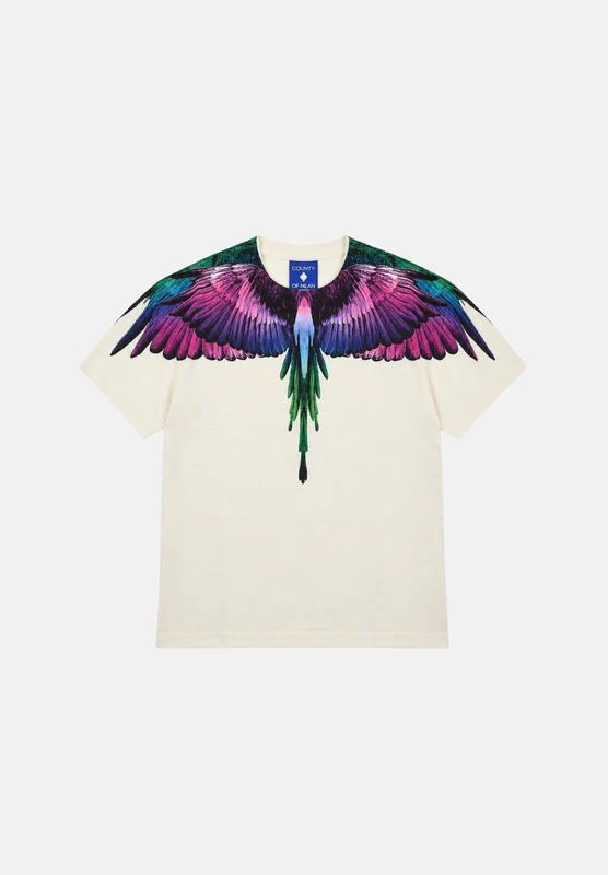 MARCELO BURLON COUNTY OF MILAN T-shirt WINGS cocco-panna per donna, ragazzi e bambini 14A - M