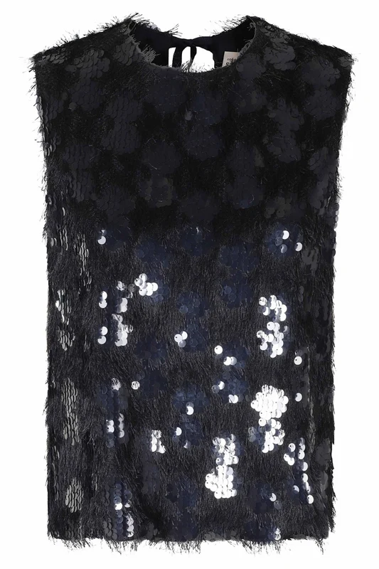 Semi Couture Midnight Blue Sequined Sleeveless Tank Top IT 40