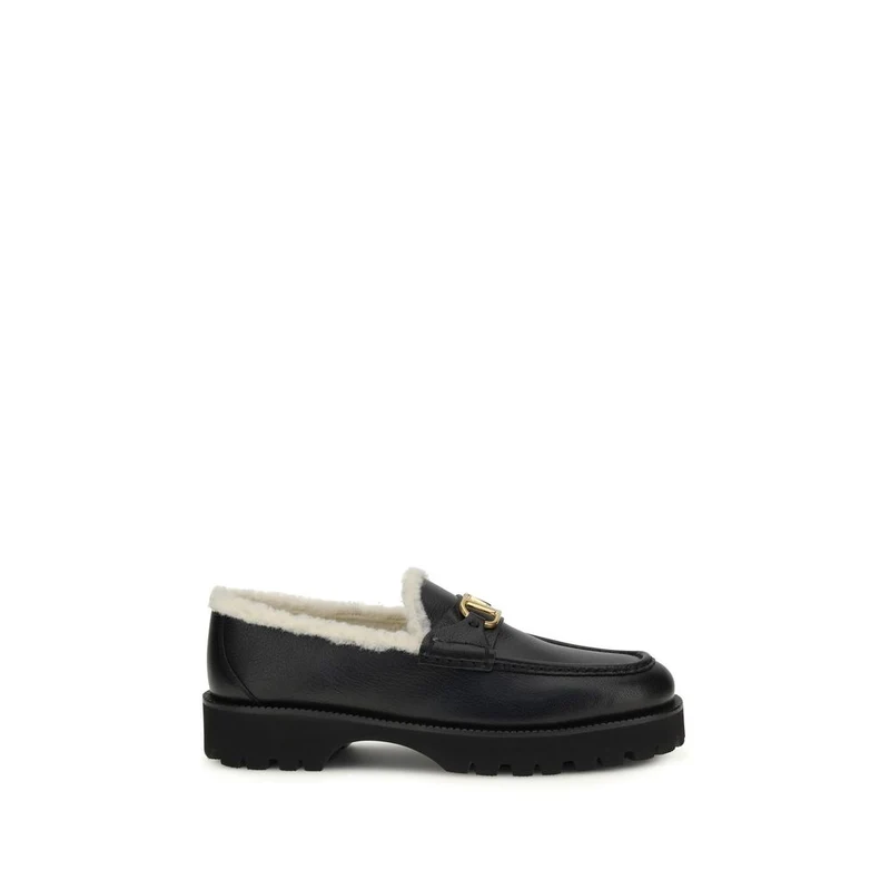 Valentino Garavani Black Calf Leather Bos Taurus Slip-On Loafers EU39.5/US9.5