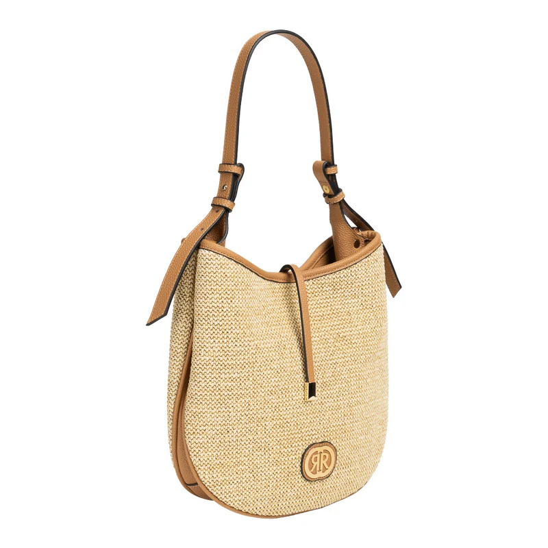 Cerruti Women's Maya Woven Raffia and Leather Shoulder Bag One Size / TAN / 27x27x8
