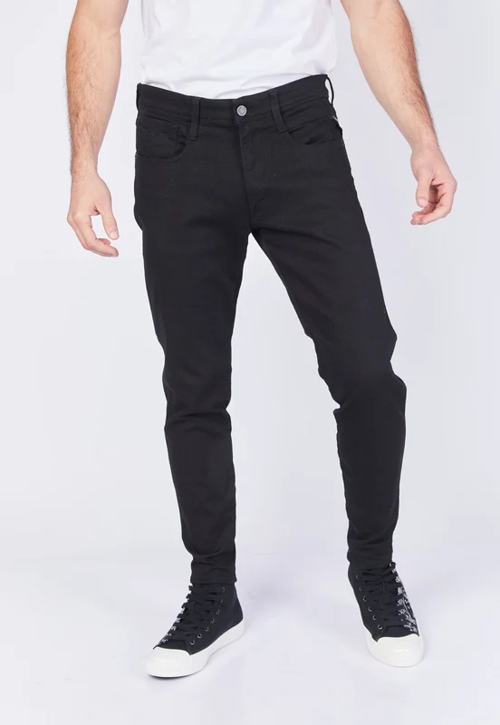 ג'ינס עם Bronny Super Slim קרעים גברים BLACK / 34