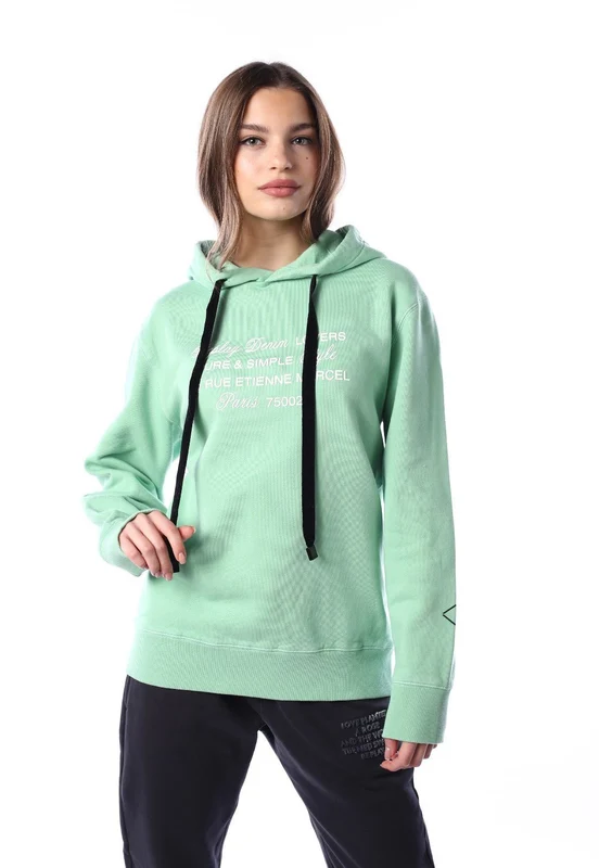 סווטשירט קפוצ'ון עם כיתוב נשים Green / S