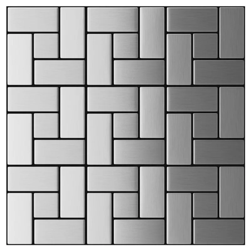 Inoxia California Wall Tiles - Mosaic Squares - Peel and Stick - Silver - 11 7/32-in W x 11 7/32-in L