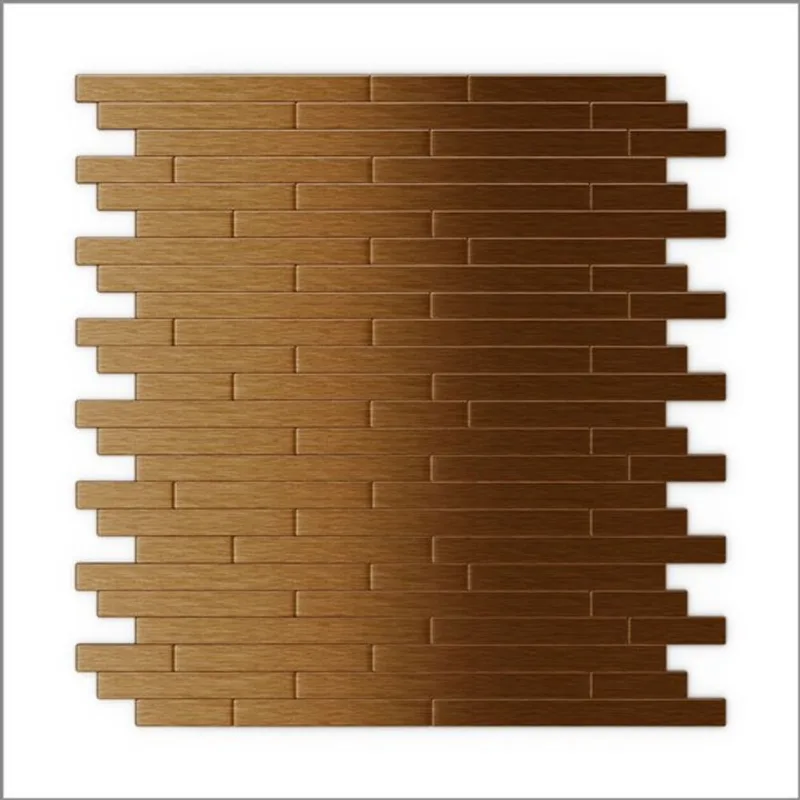 SpeedTiles 3X Faster Dark Copper 12-in x 12-in Brushed Aluminum Linear Adhesive Peel-and-Stick Tile – 6-Pack
