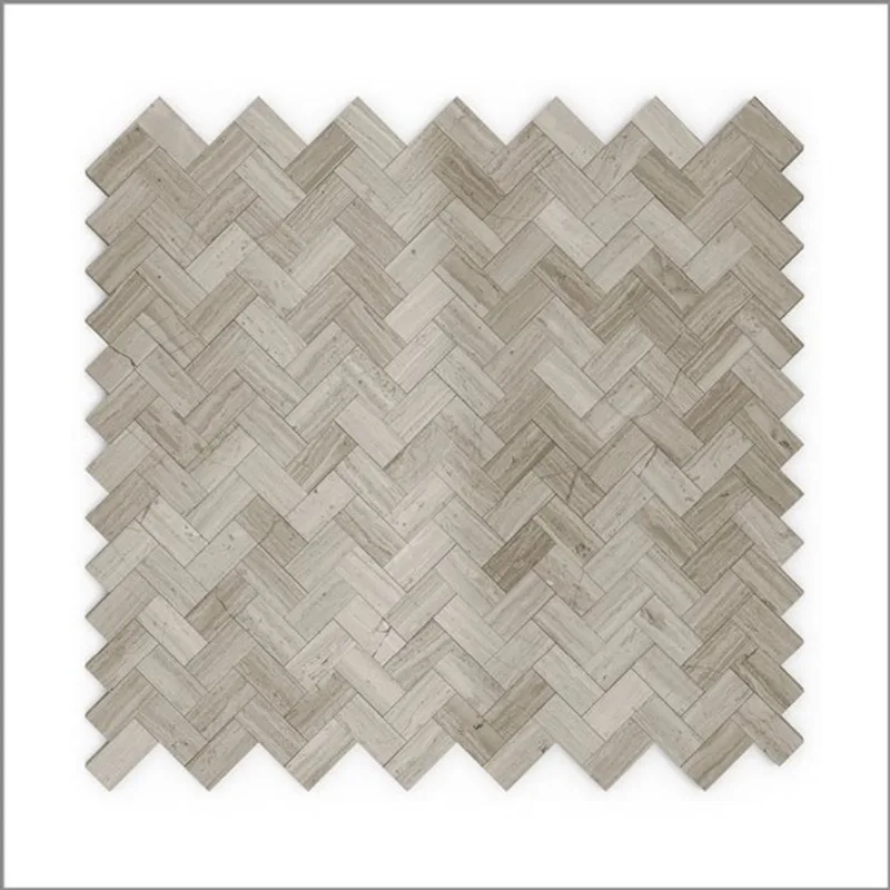 SpeedTiles 3X Faster Greige 12-in x 12-in Polished Natural Stone Marble Herringbone Adhesive Peel-and-Stick Tile – 6-Pack