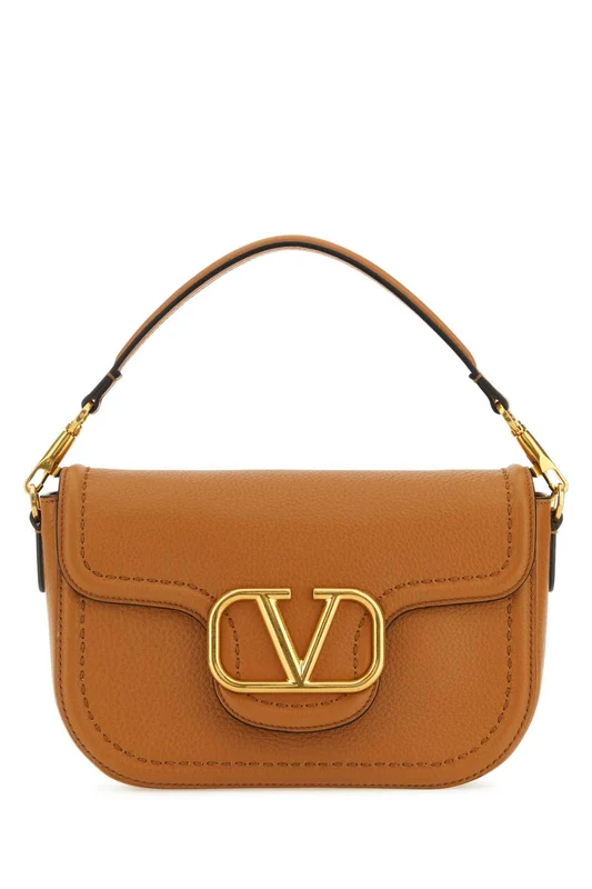 Valentino Garavani Camel Leather Alltime Shoulder Bag TU