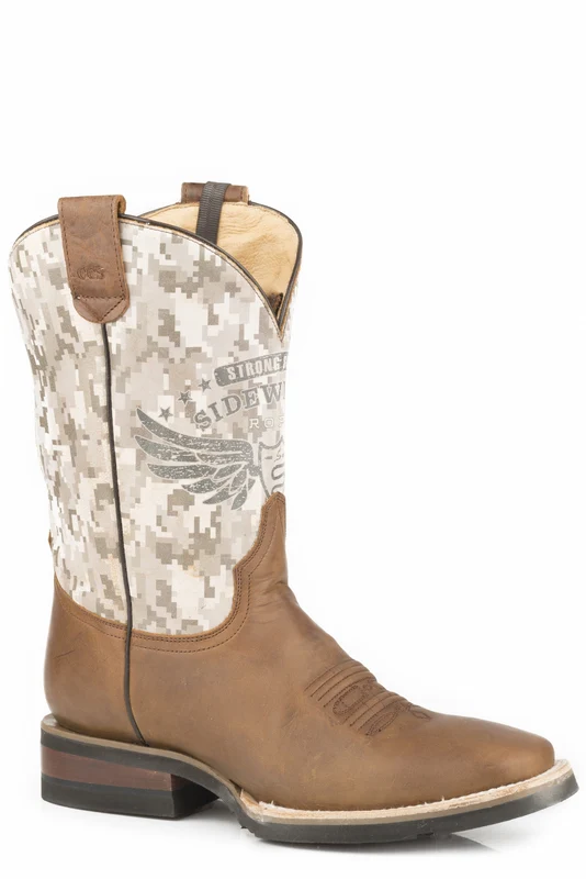 Roper Mens Square Toe Conceal Carry Boots Burnished Tan/Desert Camo / 14 EE