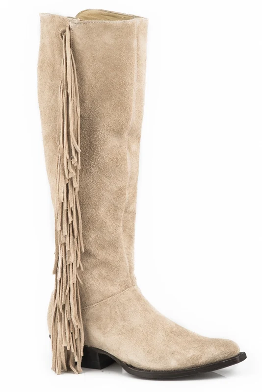 Stetson Ladies Dani 18" Shaft Round Toe Boots Toasted Almond Suede / 7.5