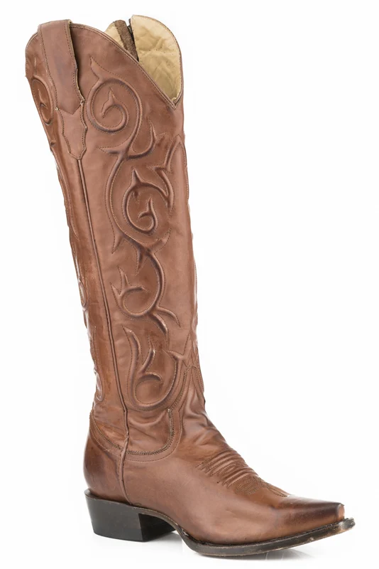 Stetson Ladies Blair 18" Shaft Snip Toe Boots Brown / 9