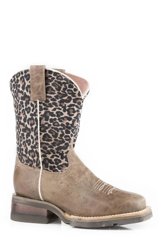 Roper Little Kids Cheetah Boots Waxy Brown/Leopard Print / 10