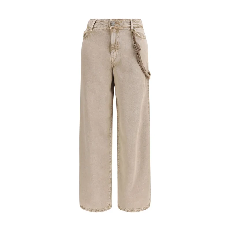 PINKO Beige Cotton Relaxed Fit Jeans 27