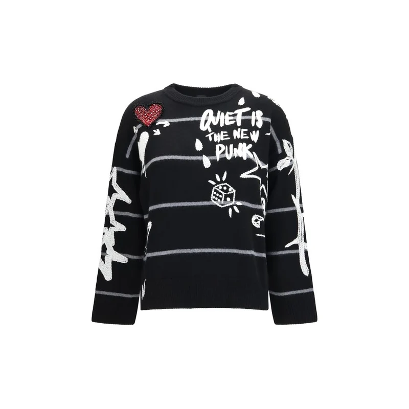 PINKO Black Wool Oves Aries Sweatshirt XXS