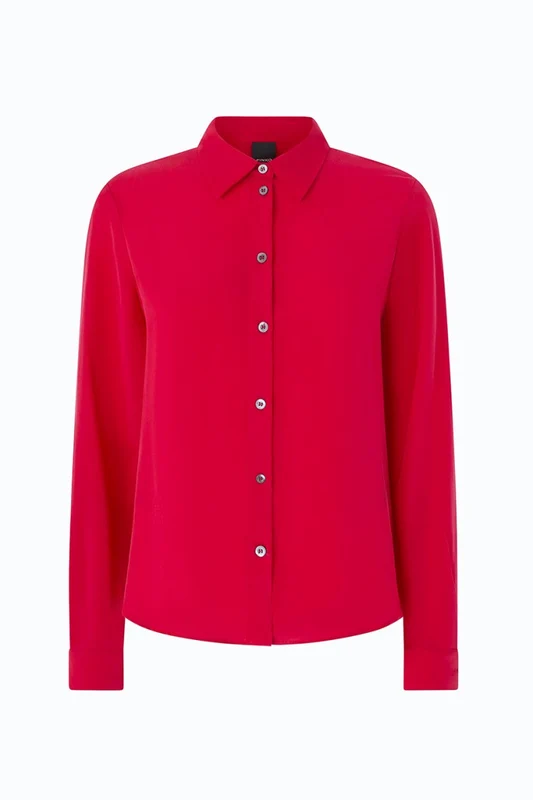 Pinko Raspberry Classic-Collar Silk Shirt IT 42