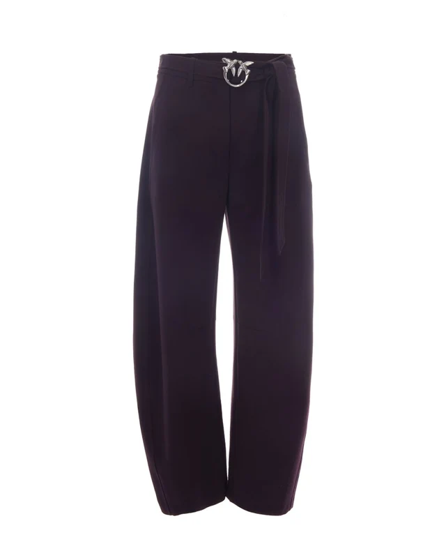 Pinko Dark Burgundy New Lexy High-Waist Wide-Leg Pants IT 44