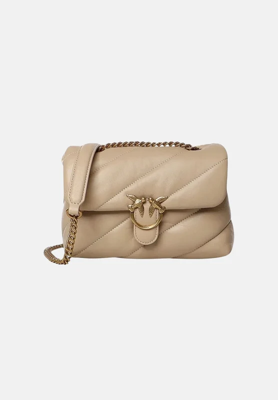 PINKO Borsa a tracolla Love Puff Classic beige per donna con trapuntatura chevron UNI