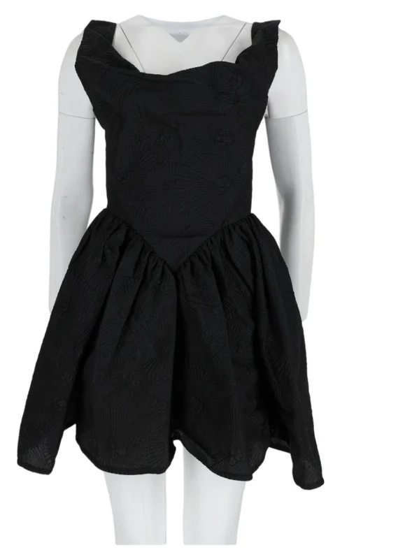 Vivienne Westwood Black Textured Fitted Flared Mini Dress IT 40
