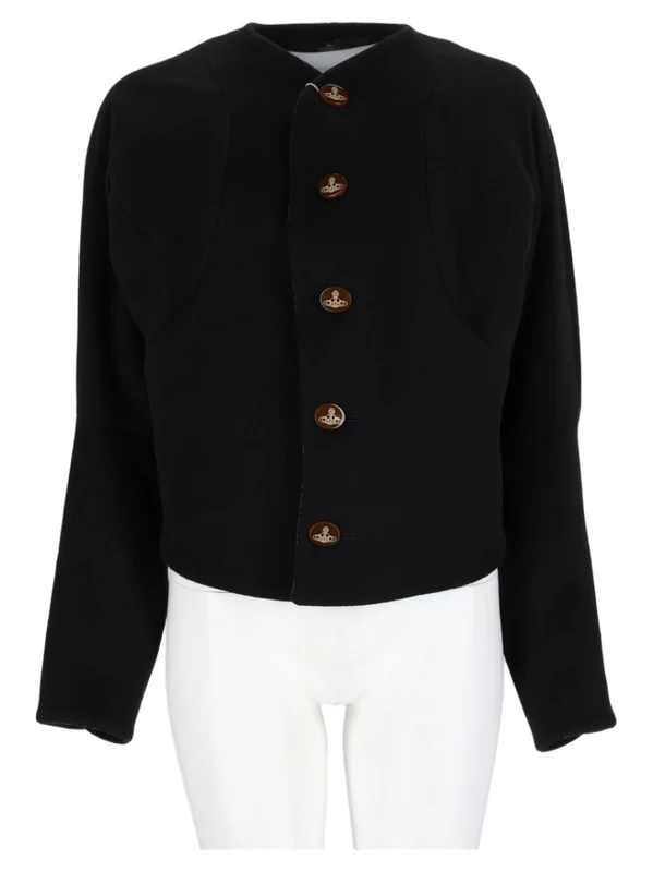 Vivienne Westwood Black Cropped Sculptural Wool-Cashmere Jacket standard L