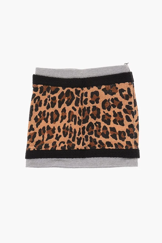 1250~Tube Miniskirt with Animal Print and Faux Pockets 8 Y
