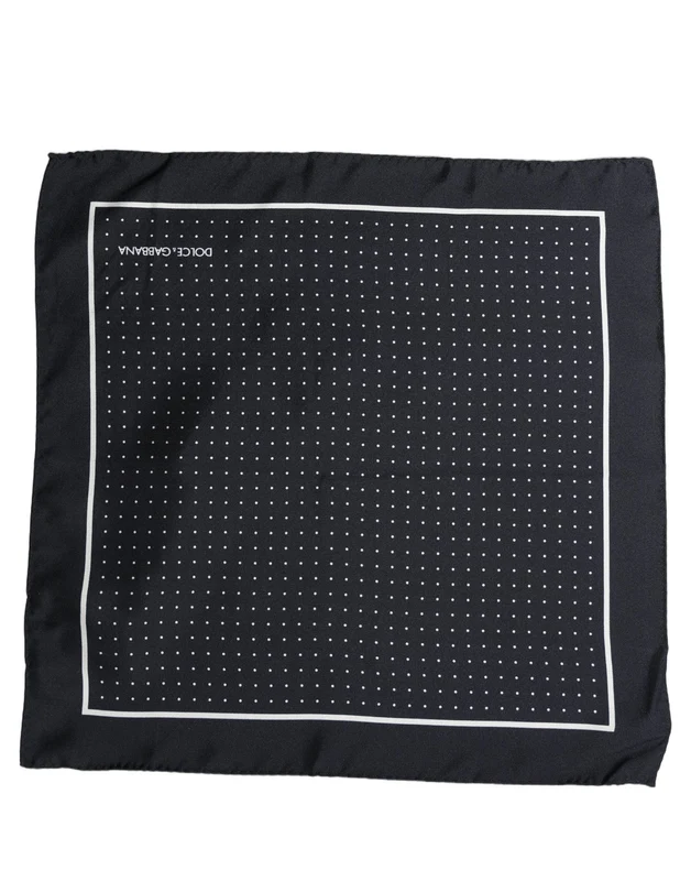 Dolce & Gabbana Blue Silk Polka Dot Handkerchief Pocket Scarf