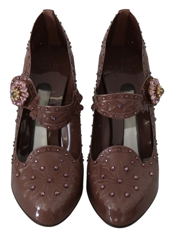 Dolce & Gabbana Brown Floral Crystal CINDERELLA Heels Shoes EU40/US9.5