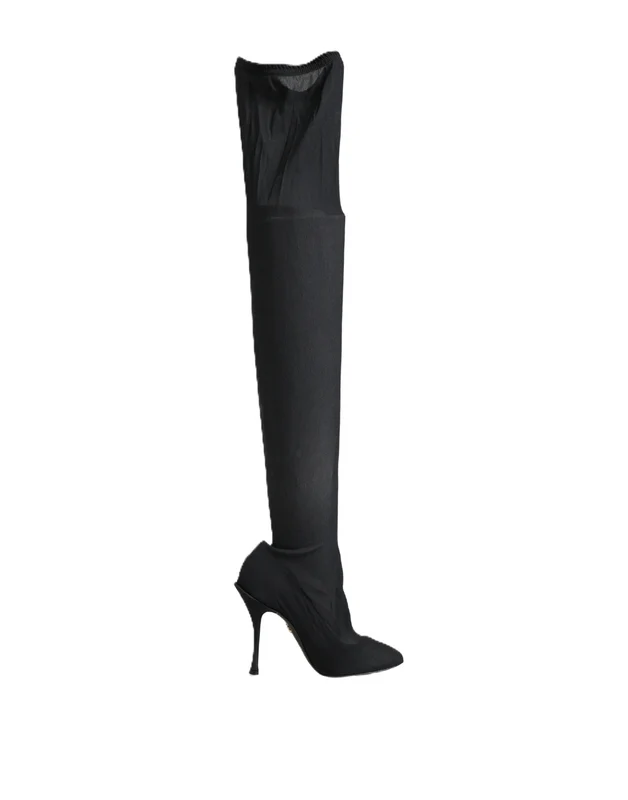 Dolce & Gabbana Black Stretch Socks Knee High Boots Shoes EU36.5/US6
