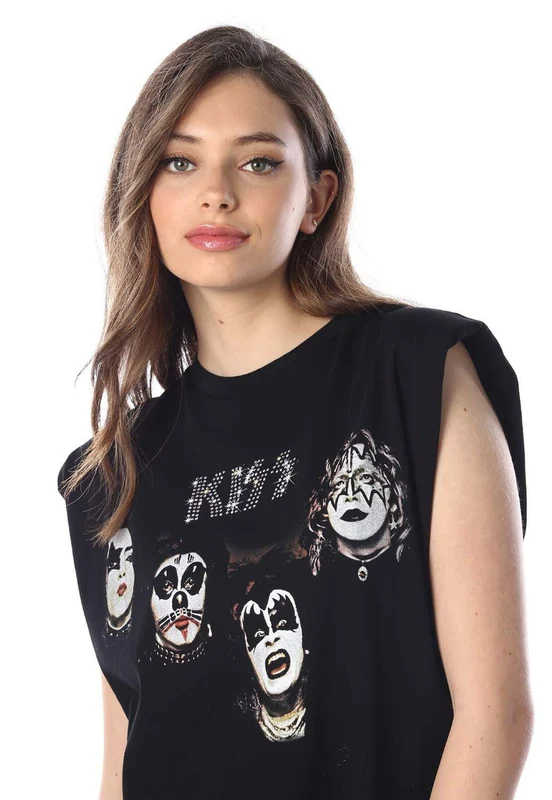 גופיה עם הדפס להקת "Kiss" נשים BLACK / M