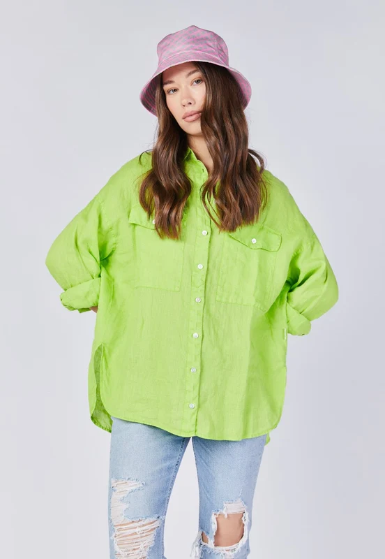 חולצת אוברסייז מכופתרת נשים Green / S