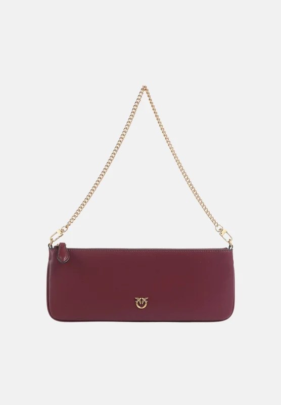 PINKO Borsa a spalla LOVE BIRDS ribes intenso rosso-fucsia da donna con tracolla a catena e chiusura con zip. UNI