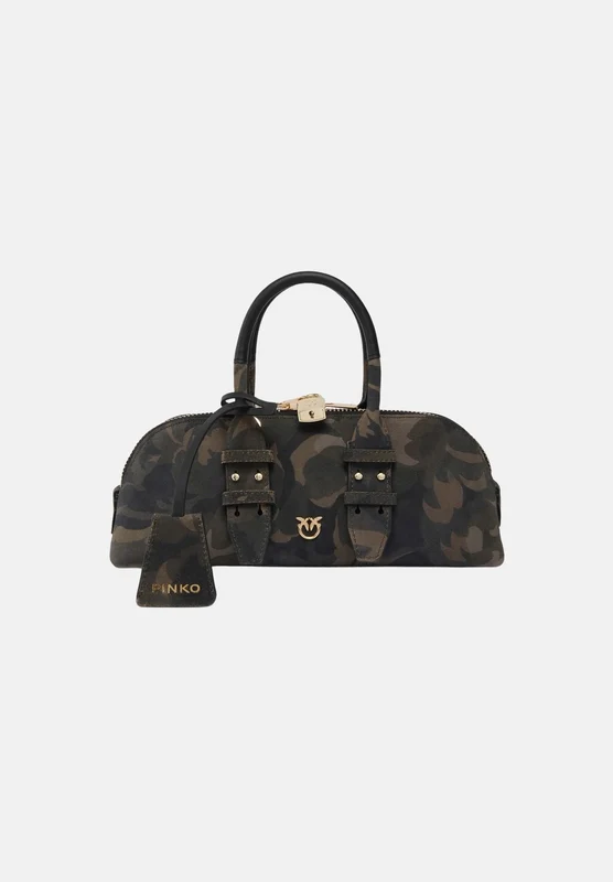 PINKO Borsa a mano ESCAPE BAG HORIZONTAL verde militare da donna con motivo camouflage UNI