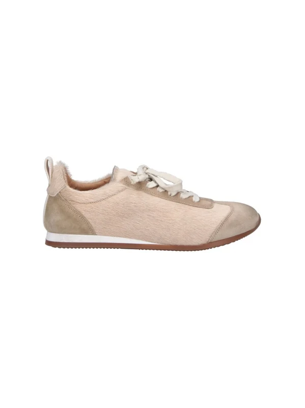 Uma Wang Beige Pony Hair Suede Low-Top Sneakers IT 38