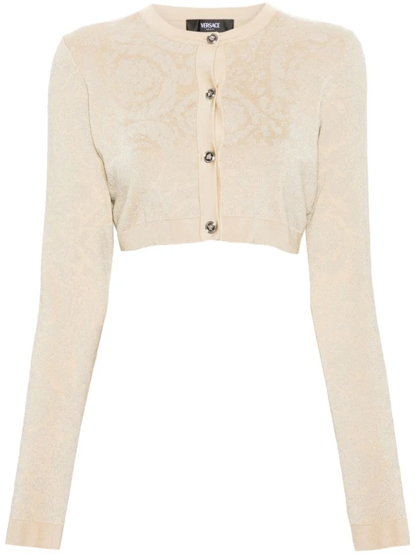 Versace Barocco Texture Cropped Cardigan 40