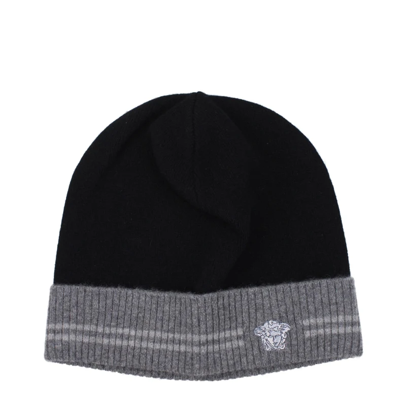 Versace Black Cashmere Beanie UNI