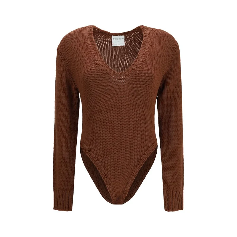 Forte_Forte Brown Wool Oves Aries Bodysuit I/S