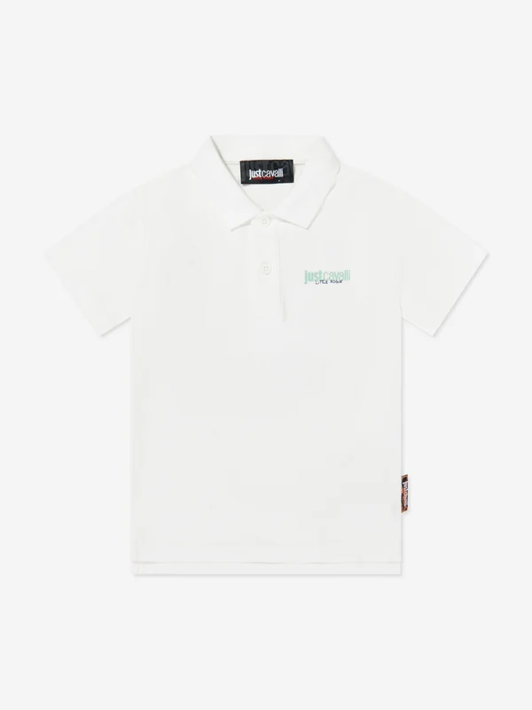 Just Cavalli Boys Bugrasi Polo Shirt in Ivory Ivory / 14 Yrs