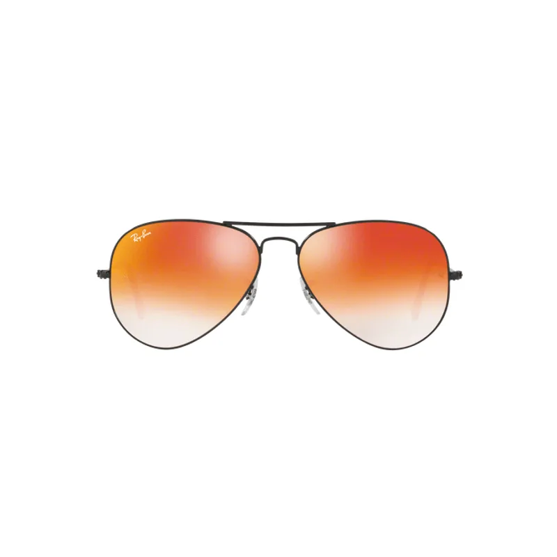 Ray-Ban Aviador RB3025 002/4W Preto Brilhoso Lente Espelhada Vermelho Degradê Tam 62