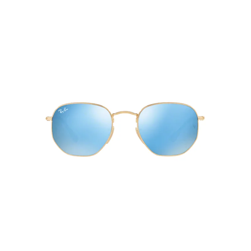 Ray-Ban Hexagonal RB3548N 001/9O Ouro Lente Azul Claro Flash Tam 54
