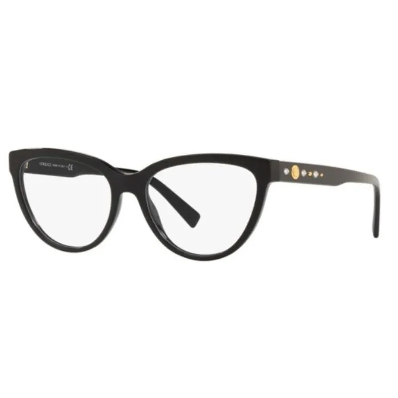 Armação Óculos Versace Ve3264b Gb1 53 Preto Brilho - Preto - 53