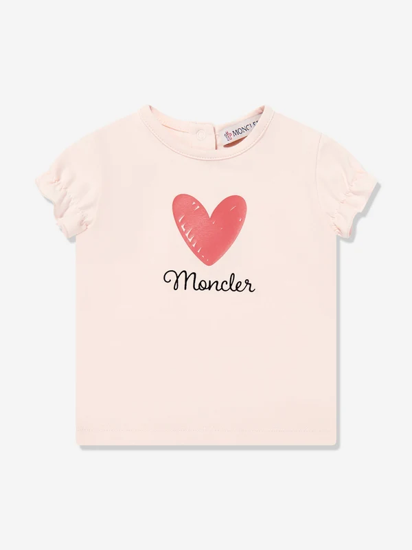 Moncler Enfant Baby Girls Heart Logo T-Shirt in Pink Pink / 3 - 6 Mths