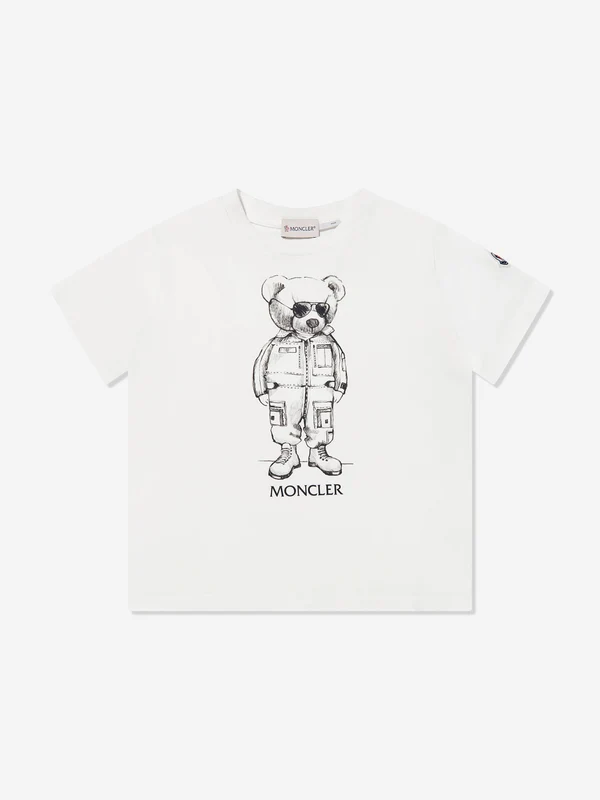 Moncler Enfant Boys Bear Print T-Shirt in Ivory Ivory / 8 Yrs