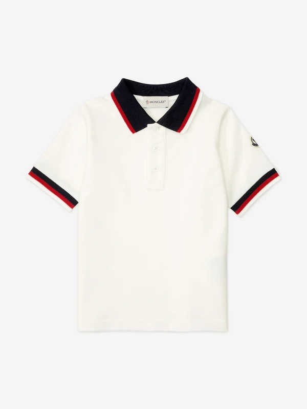Moncler Enfant Boys Cotton Polo Shirt in Ivory Ivory / 10 Yrs