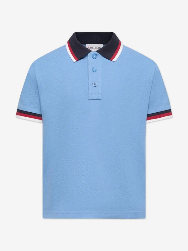 Moncler Enfant Boys Cotton Polo Shirt in Blue Blue / 14 Yrs