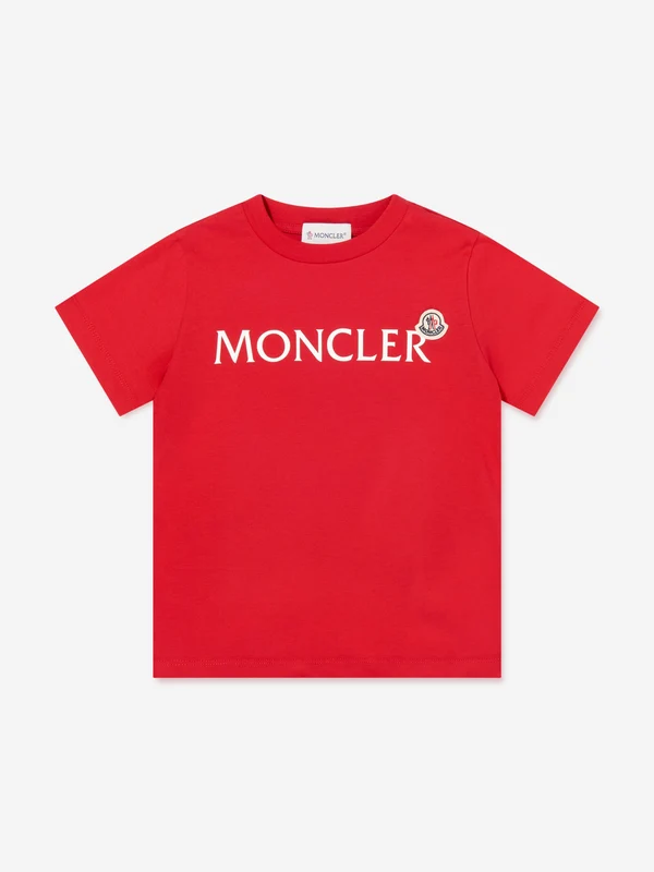 Moncler Enfant Boys Cotton Logo T-Shirt in Red Red / 6 Yrs