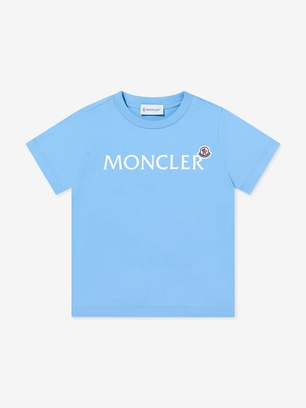 Moncler Enfant Boys Cotton Logo T-Shirt in Blue Blue / 12 Yrs